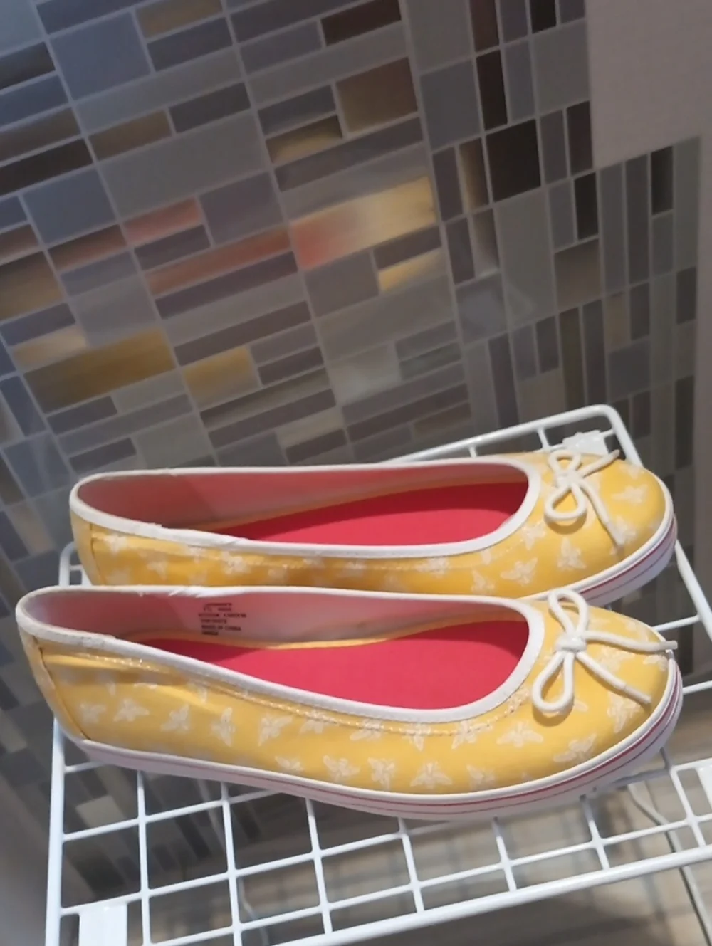 L.L. Bean Yellow Floral Bow Ballet Flats